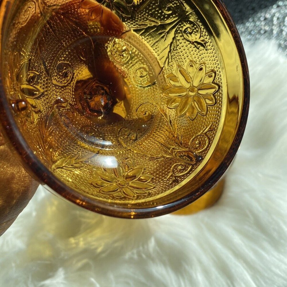 2 Vintage Amber Glass Cocktail Dessert Barware Ice Cream Fruit Cups Candy Dish - Picture 6 of 8